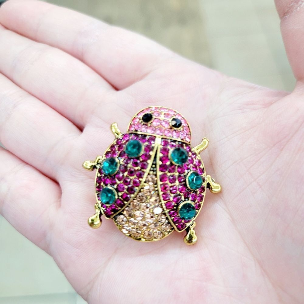 Brand New Rhinestone Lady Bug Pin Brooch
